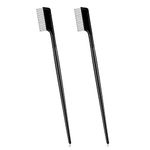 Eyelash Comb Dust2oasis Eyelash Separator Curler 2 Pcs, Eyelash Brush with Metal Teeth Mascara Separated Lash Comb, Eyebrow Brush Comb -Black