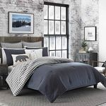 Eddie Bauer | Kingston Collection | 100% Cotton Soft and Cozy Premium Quality Comforter with Matching Shams, 3-Piece Bedding Set, Plaid to Solid Reversible, King, Charcoal