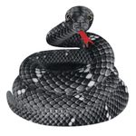 Realistic Animal Stuff Snake, 78 Inch Long Stuffed Animal Plush Snake, Lifelike Snake Stuffed Animals Plush Toy Stuffed Snake Animal Plush Toy Large Snake Plush Toy Gifts for Kids (Dark Gray)