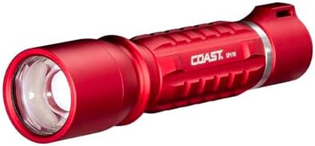 Coast XP11R 2600 Lumen USB-C Rechargeable LED Flashlight with Slide Focus® and Pure Beam® Focusing Optic, 4 Light Modes, Red