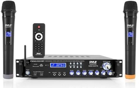 Pyle Bluetooth Multi-Channel Hybrid Pre-Amplifier System - 3000W Home Audio Rack Mount Stereo Power Amplifier Receiver w/ Radio, USB, UHF, Dual Wireless Karaoke mic, Speaker Sound System -PWMA4004BT