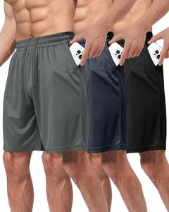 3 Pack Gym Basketball Mens Shorts - Quick Dry Black Workout Athletic Shorts with Pockets for Casual Running (S-6XL)