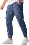 JMIERR Mens Joggers Relaxed Fit Casual Elastic Waist Drawstring Stretch Cargo Pants Tapered Workout Jogger Fall Fashion Sweatpants with Pockets, L, Midnight Blue