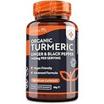 Organic Turmeric 1440mg (High Strength) with Black Pepper & Ginger - 180 Vegan Turmeric Capsules (3 Month Supply) – Organic Turmeric with Active Ingredient Curcumin - Made in The UK by Nutravita