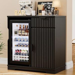 Aauro Home Fluted Mini Fridge Cabinet (Fridge Included) for Home, Black