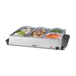 Tower T16151 Buffet Server with 2x 2.5L Trays & 2x 1.2L Trays, Adjustable Temperature Controls, Cool Touch Handles, 300W, Stainless Steel, Silver