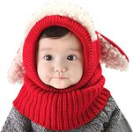 Baby Girls Boys Winter Hat Scarf Earflap Hoodie Scarves Skull Caps, Red, One size