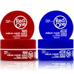 RedOne Hair Styling Aqua Wax Red & Blue 2x 150 ml | Edge Control | Hair Gel Wax | Ultra Hold | Strawberry & Bubblegum Scent | Men & Women Hair Wax | Maximum Control