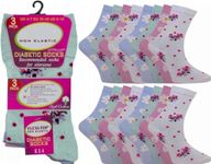 OnlyBee 6 Pairs of Ladies Diabetic Non Binding Soft Loose Top Socks