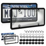 2 Pack Smoked Car License Plate Covers Frame Shield Combo - Unbreakable License Plate Tinted Cover Novelty Fits All Standard US Plates,Bubble Design License Plate Holder with Screws & Caps(Gray)