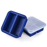 Kinggrand Kitchen 2-Cup Silicone Freezer Tray with Lid - 2 Pack - Make 4 Perfect 2-Cup Portions - Easy Release Molds for Food Storage & Freeze Soup, Broth, Stew or Sauce