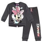 Disney Minnie Mouse Toddler Girls Fleece Pullover Sweatshirt Pants Set Gray 4T