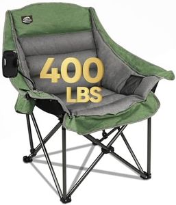 LANMOUNTAIN Oversized XL Folding Camping Chair,Heavy Duty Support 400Lbs,Large Comfy Padded Camp Chair for Adults,Lawn Arm Chair w/Cup Holder,Phone Holder,Carry Bag Perfect for Outdoor (Green)
