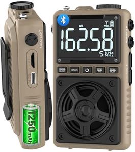 Bluetooth AM FM Shortwave Radio with NOAA Weather Alert,1250mAh Rechargeable Portable Pocket Radio with Best Reception,5W Big Speaker, Digital Tuner and Earphone,Support SD Card and USB Player（Brown）
