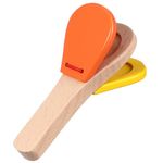 NUOBESTY Wooden Castanet Clapper Wooden Mini Castanet Musical Instrument Wooden Finger Castanets Rhythm Music Musical Instrument(Random Color)