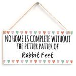 No Home is Complete Without The Pitter Patter of Rabbit Feet - Cute and Colourful Little Rabbit Lover Gift Plaque