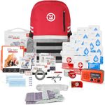 72HRS Deluxe Emergency Survival Kit - Heavy Duty 72 Hour Bug Out Bag Survival Kit for Earthquake, Hurricane, Tsunami, Winter, Blackout - Includes Emergency First Aid Kit, Water, Food (Red 2 Person)