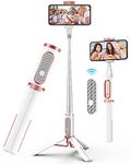 Selfie Stick, 3 in 1 Aluminum Bluetooth Selfie Stick with Detachable Wireless Remote, Extendable & Stable Tripod for iPhone 14/14 Pro Max/13/13 Pro/12/11 Pro and Samsung Huawei Smartphones, White