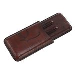 Leather Cigar Holder, 3 Finger Soft Touch Elegant Breathable Brown Cigar Case Portable Cigar Humidor for Men Gift