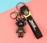 AEROSTARK Cartoon Characters Keychain for Girls Boys, Cute Silicon Keychains Accessories Keyring Key Purse Backpack Car Charms for Kids Gifts (Space Man Black 1Pc)