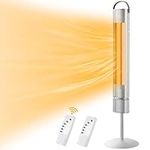 1500W Electric Patio Heater, 3s Fast Heating Carbon Infrared Heater with 3 Warmth & 2 Timer Settings, Remote Control Freestanding Heater with Tip-over Protection, Aluminum Alloy Outdoor Heater