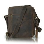 Goatter Hunter Leather 10”Inch Multi Pocket Crossbody Messenger Bag For Men (Brown) GTHT-13