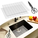 Mlijzard Kitchen Sink Mat, 2 Pack Sink Mat Protector Sink Drainer Mat for Stainless Steel Ceramic Sinks, 40x30cm Cut to Size, Come with Scissors, Fast Draining, Prevents Slips & Scratches