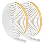 Weather Stripping Tape, Doors Windows Draught Excluder Self-Adhesive Anti-Collision Rubber D Type Foam Sealing Tape, Rubber Sound Insulation for Door Window Draught Stopper (White-20m)