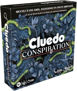 Hasbro Gaming Cluedo Conspiration, Jeu de Plateau Mystère, Jeux de Société d'halloween pour Ados et Adultes, 4 à 10 Joueurs, Jeu d'enquête Effrayant avec rôles Secrets