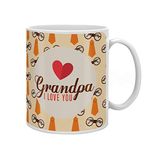 Indigifts Grandparents Anniversary Grandpa I Love You Quote Grandfather's Glasses Beige Coffee Mug 330 ml - Gift for Grandfather-Granddad-Birthday