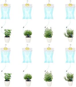 AHOUGER 8Pcs 3500ml Plant Life Drip Watering Bag, Automatic Drip Irrigation Kit Plant Watering Devices System Waterer for Indoor Outdoor Potted Plant with 8Pcs Hooks with Control Switch