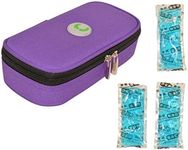 CHILDHOOD Waterproof Insulin Cooler Travel Case Temperature Display Medication Insulated Cooling Bag with 3 Ice Packs (Purple)