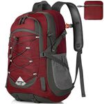 IGOLUMON Hiking Backpack 40L Lightweight Foldable Backpack for Men Women Durable Water Resistant Daypack Rucksack for Camping Cycling Climbing Walking Mountaineer Outdoor Sports (Red)