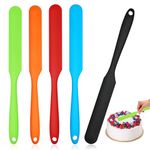 Silicone Jar Scraper Spatulas, 5pcs Heat Resistant Cake Cream Peanut Butter Spatulas Mixing Batter Scraper, 9.6 inch Nonstick Bread Spatula Rubber Kitchen Jar Blenders Scraper Long