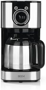 BEEM FRESH-AROMA-SWITCH Cafetera de filtro - Thermo | Acero inoxidable | Jarra térmica de 1 l | Elegante rueda de control | Temporizador de 24 horas | 800 W | Para 4-8 tazas