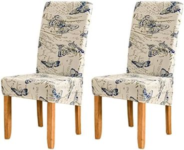 Deisy Dee XL/Oversized Removable Washable Soft Spandex Extra Large Dining Room Chair Covers for Kitchen (Butterfly, 2)