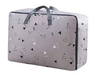 House of Quirk Fabric Extra Large Oversized Handy Storage Bag Laundry Bags Quilt Beddings Blanket - Grey Triangle 105 Litres, 50 Centimeters