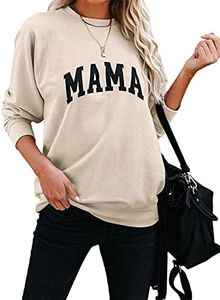 LACOZY Women Graphic Sweatshirts Cute Letter Printed Shirts Crew Neck Fall Pullover Sweater Long Sleeve Top Apricot L