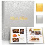 Large Photo Album for Instax Mini Polaroid, Glittering Cover, Photo Album Self Adhesive Pages for Kid, Intended for Fujifilm Instant Instax Mini Polaroid, Fits for Size 2x3 3x5 4x6 5x7 6x8 (Silver)