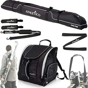 Athletico Diamond Trail Padded Ski Bag Bundle - Ski Bag + Ski Boot Bag + Ski Boot Strap + Ski Carrier (170cm)