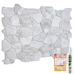 3D Wall Panels with Adhesive Included - 37.79 x 18.89 in (96x48cm) -4 Sheets Covering 19.84 sqft (1.84 sqm) - PVC Wall Panels for Kitchen Bathroom Office - Grey Wild Stone Effect Wall Panels Pattern