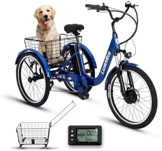 RegalRider Electric Tricycle for Adults, 7-Speed Electric Trike with 48V 624WH Removable Battery, 70Miles Long Lasting Range in PAS 1, 3 Wheel Electric Cargo Bikes for Adults 330lbs, RoyalBlue, 24"