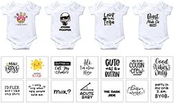 EKOI Iron on Baby Transfers for Baby Shower - Cute Appliques Decals Patches Fun Phrase Quotes Words for Babies Bodysuit Clothes Toddler Boy Girl Clothing Decorating Kit