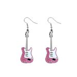 Ticome Acrylic Classical Guitar Earrings,Vintage Rock Band Music Guitar Earrings, Punk Hip-Hop Instrument Acrylic Earrings, Jewelry Gifts for Personalized Music Enthusiasts (Pink)