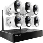 Night Owl 10 Channel Bluetooth Video Home Security Camera System with (6) Plug-in Wi-Fi 2K HD Indoor/Outdoor Spotlight Cameras with 2-Way Audio and 1TB Hard Drive (Expandable up to 10 Cameras)