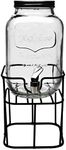 Circleware Sun Tea Mini Mason Jar Glass Beverage Dispenser with Lid Glassware for Water, Juice, Beer, Wine, Liquor, Kombucha Iced Punch & Cold Drinks, Classic, Yorkshire 1 Gallon with Stand