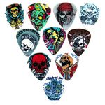 10x Skull Guitar Picks- Accoustic Electric Bass Plectrum Plecs Assorted Designs