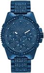 GUESS Stainless Steel Gold-Tone Crystal Embellished Bracelet Watch, Blue/Blue/Blue, NS, FRONTIER