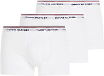 Tommy Hilfiger - Men's Boxer Shorts - Multipack Trunks For Men - 3 Pack Underwear Man - Signature Waistband Elastic - White - Size L