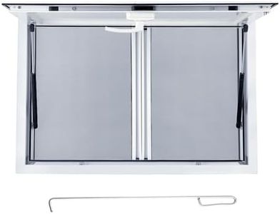 GAOMON Concession Window 48" W x 36" H, Food Truck Service Window with 2 Horizontal Sliding Screen Windows & Awning Door, Aluminum Alloy Serving Window for Food Trucks